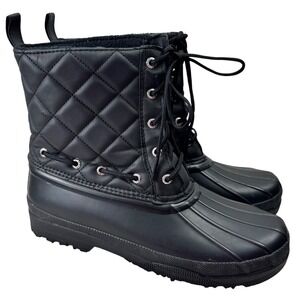 Sperry Saltwater Duck Boots Womens 7‎ Black Quilted Waterproof Rain STS83693